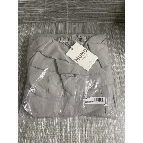 Show Me Your Mumu Woman's Emma Ruffle Maxi Dress Dove Grey Chiffon SZ‎ S - Picture 2 of 6